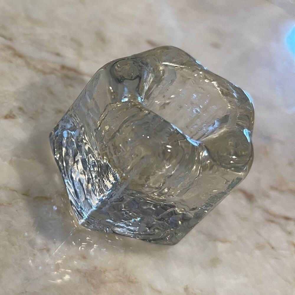 Vintage Nuline NJ clear cube shaped Glass Candle Holder